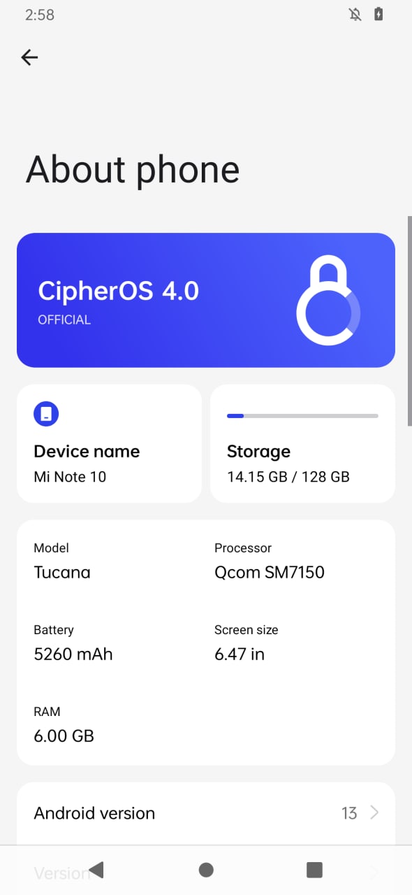 cipheros home screenshot